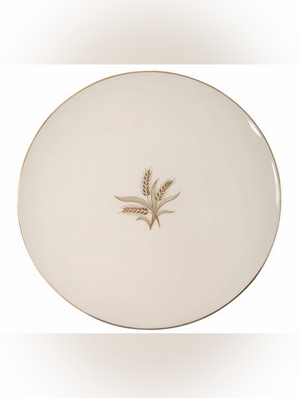 Elegant Cream and Gold Wheat Motif Dinner Plate by Lenox